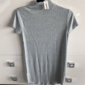 Garage mock neck short sleeve t-shirt dress in grey.